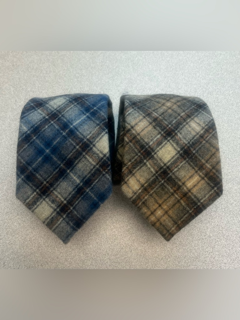 Vintage Pendleton 100% Virgin Wool Plaid Ties Lot of 2 Blue Brown
